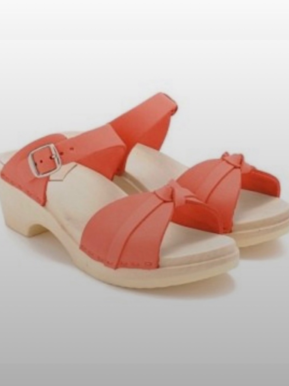Loeffler Randall x Sven Lotte Knot Clog Sandal Suede Wood Coral